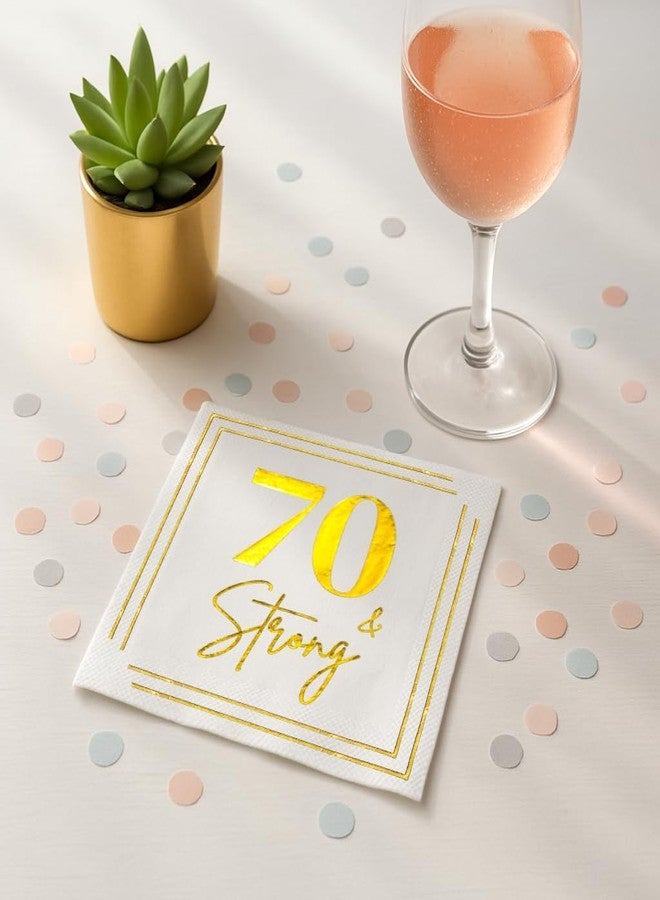 Cloverjoyed 70th Birthday Cocktail Napkins, Gold Paper Napkin for 70 Years Old Bday Party Decorations, Men & Women, Elegant Milestone Celebration Tableware, Fabulous Gift Ideas, 50 Pack - Image 5